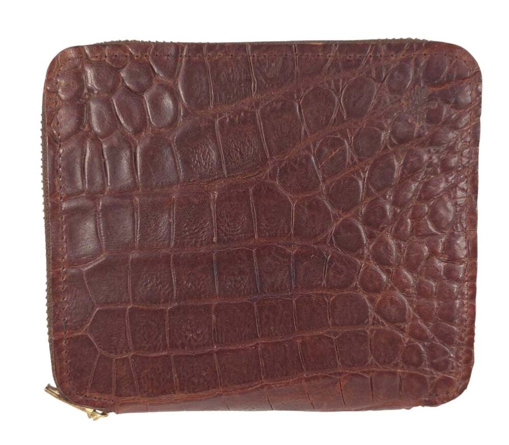 Vintage 90s Mulberry Congo Zip Wallet Womens Brown Croc Embossed